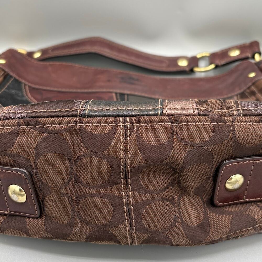 Coach Y2K Vintage Zoe Mosair Brown Patchwork Leather Suede Hobo Shoulder Bag - Picture 4 of 16